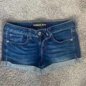 Dark blue express jean shorts